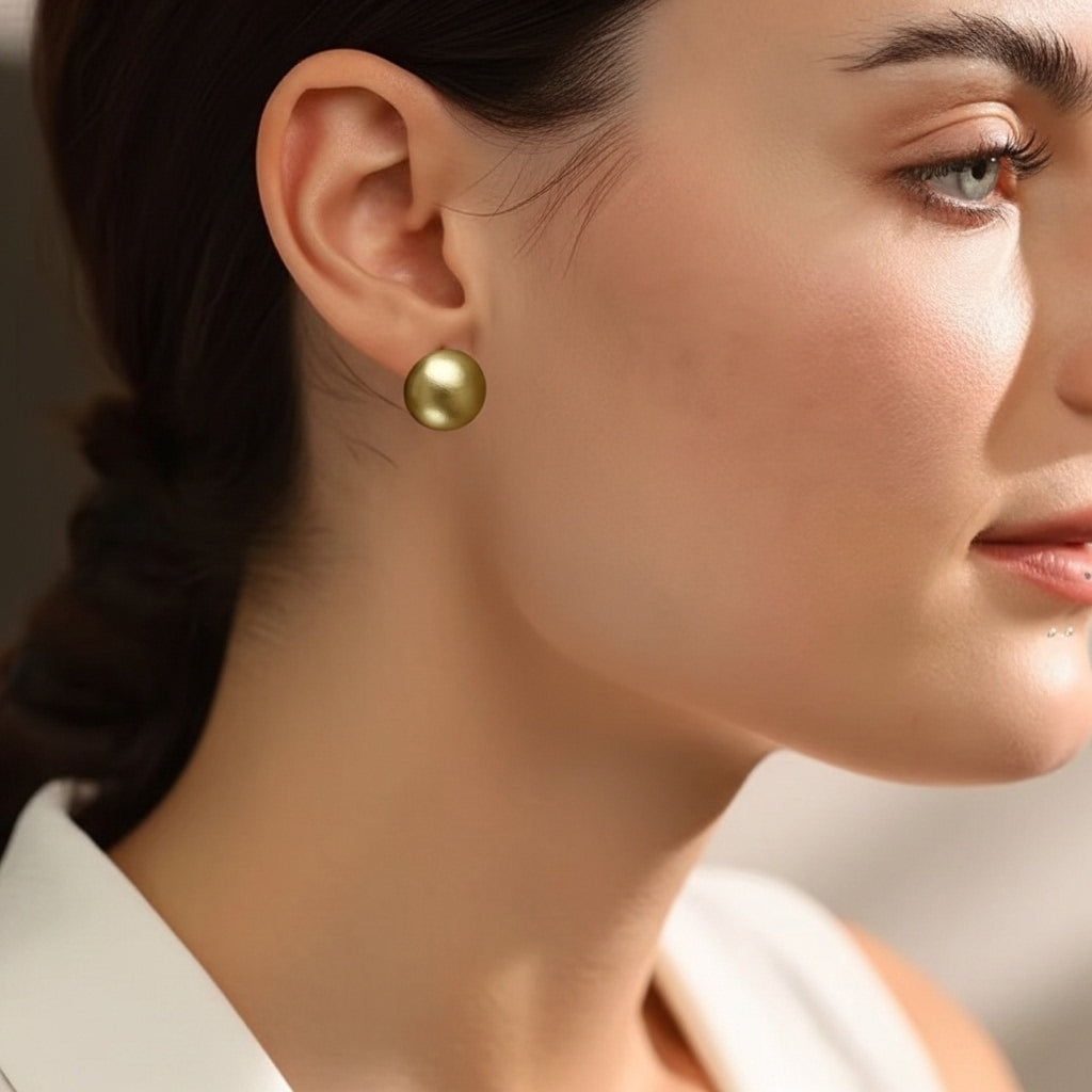 Luxurious Simple Design Brushed Frosted Metal Semicircle Earrings