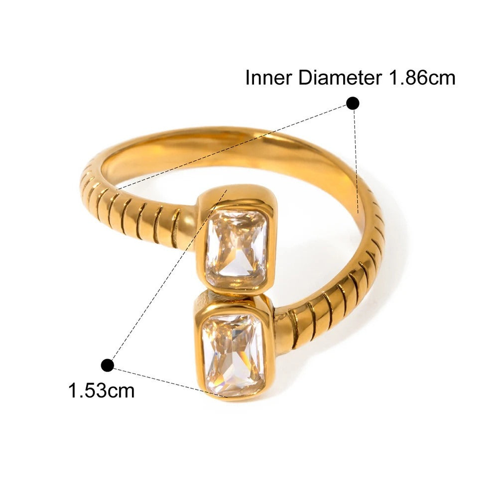 Water Drop Shaped Large Zircon Rings Plated Ring