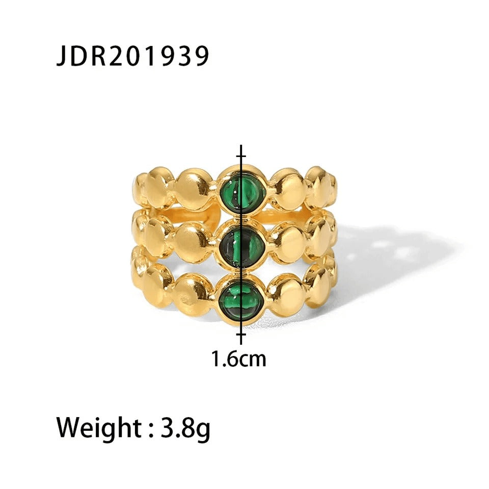LIORA New Design Natural Stone Adjustable Jaded Ring