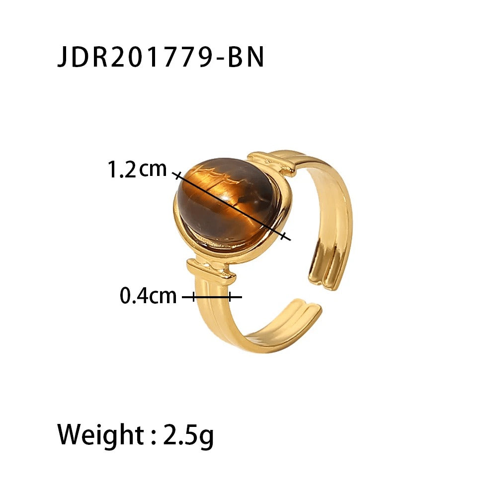LIORA New Design Natural Stone Adjustable Jaded Ring