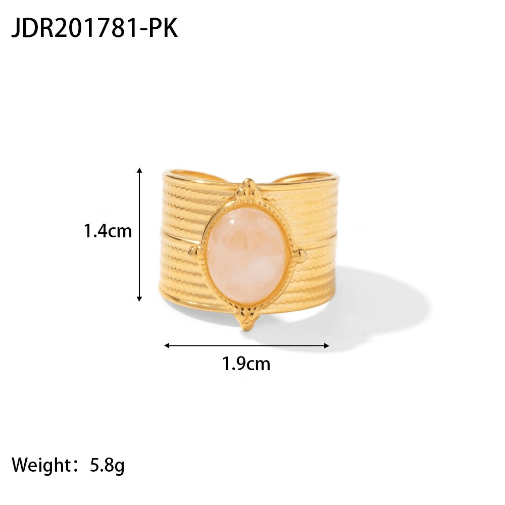 LIORA New Design Natural Stone Adjustable Jaded Ring