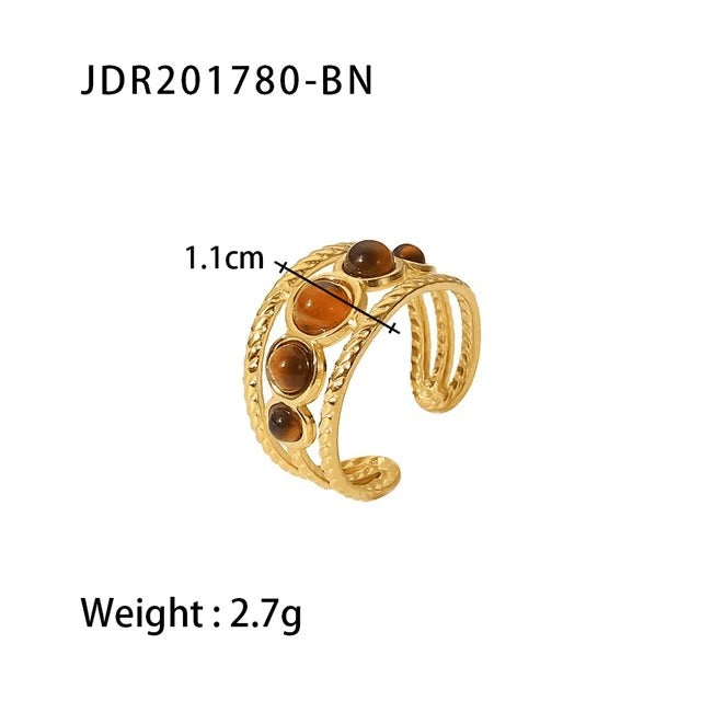 LIORA New Design Natural Stone Adjustable Jaded Ring