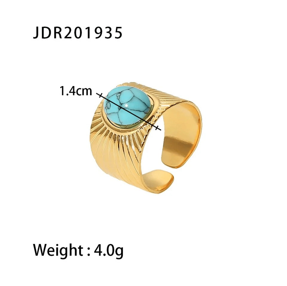 LIORA New Design Natural Stone Adjustable Jaded Ring