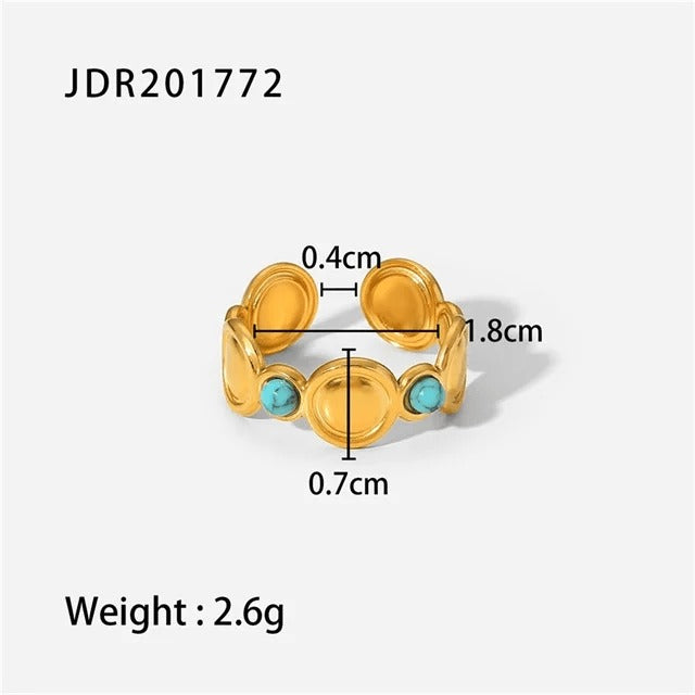 LIORA New Design Natural Stone Adjustable Jaded Ring