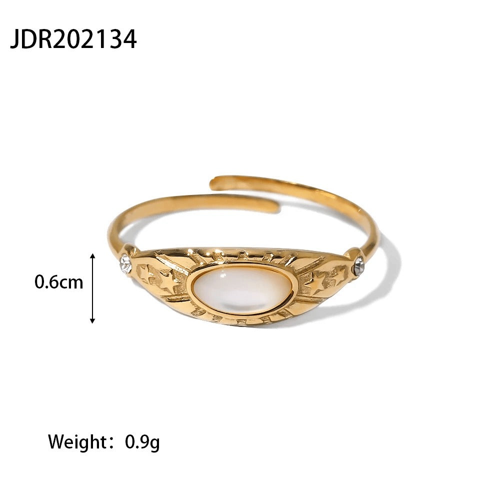 LIORA New Design Natural Stone Adjustable Jaded Ring