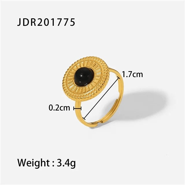 LIORA New Design Natural Stone Adjustable Jaded Ring