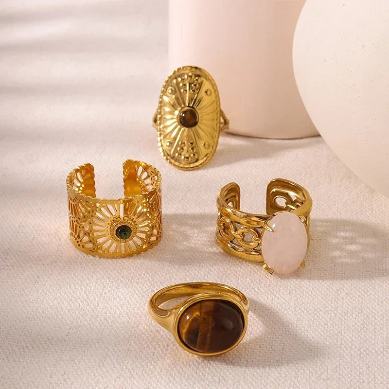 LIORA| Tiger Eye Stone Open Ring