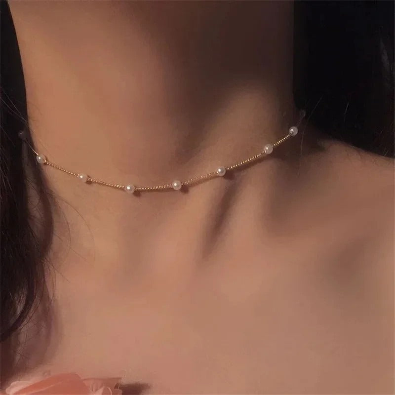 New Beads Women's Neck Chain Pearl Choker Necklace