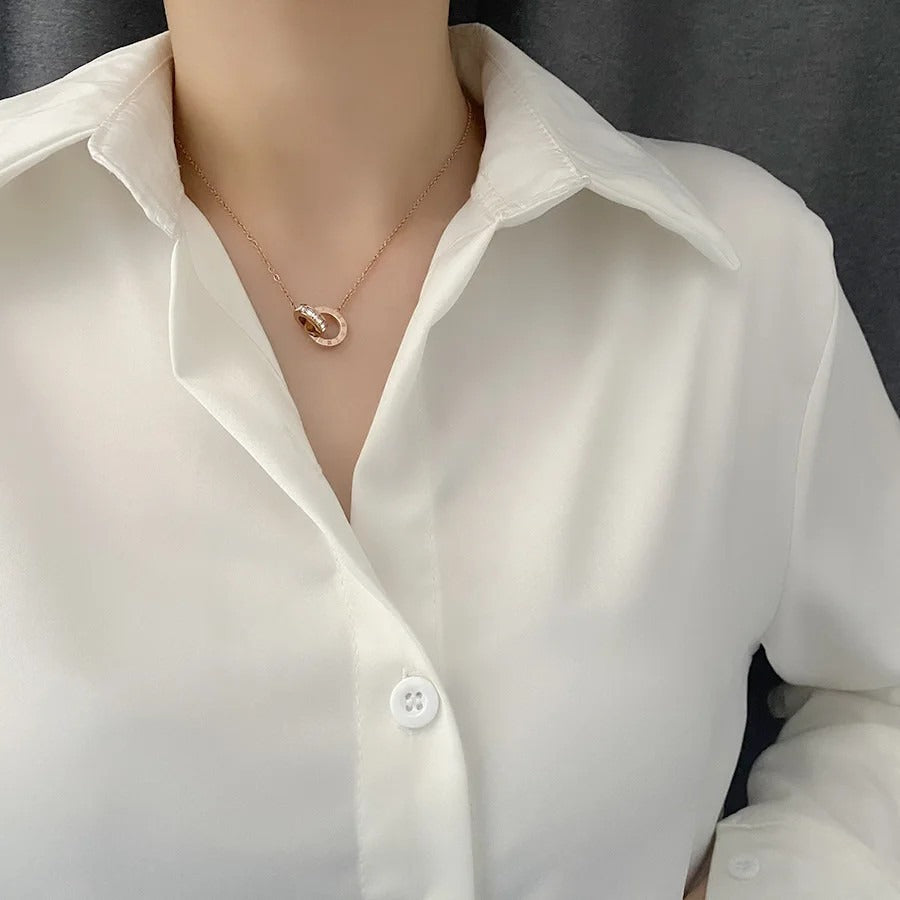 Time Necklace with Emerald in Gold