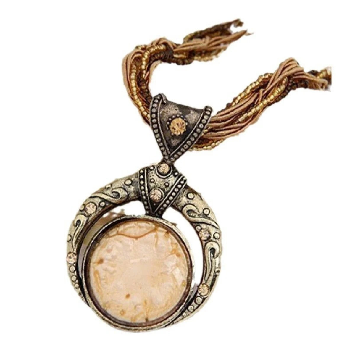 Vintage Necklace Jewelry Fashion Popular Retro Bohemia Style Multilayer Beads Chain Crystal Grain Pendant