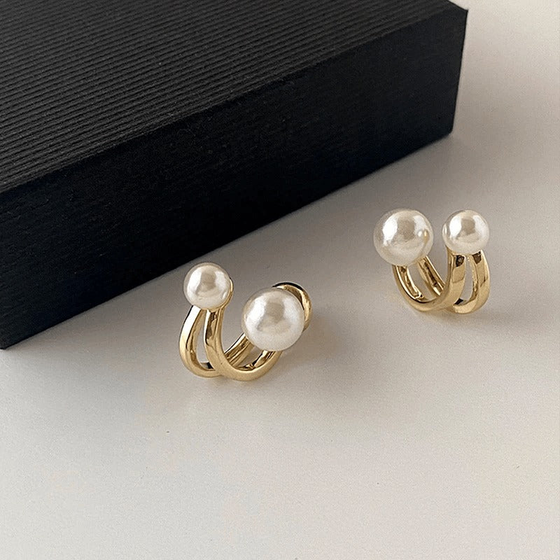 New Light Luxury Stud Earrings Fashion Double Pearl Sweet Earring