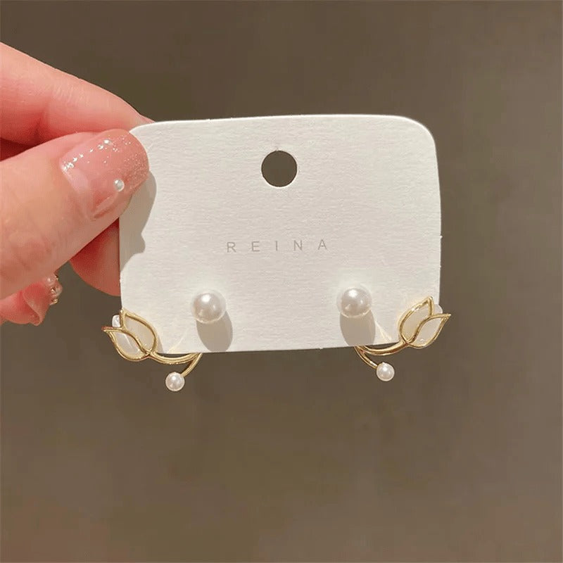 New Light Luxury Stud Earrings Fashion Double Pearl Sweet Earring