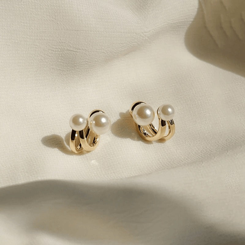 New Light Luxury Stud Earrings Fashion Double Pearl Sweet Earring