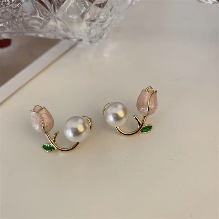 New Light Luxury Stud Earrings Fashion Double Pearl Sweet Earring