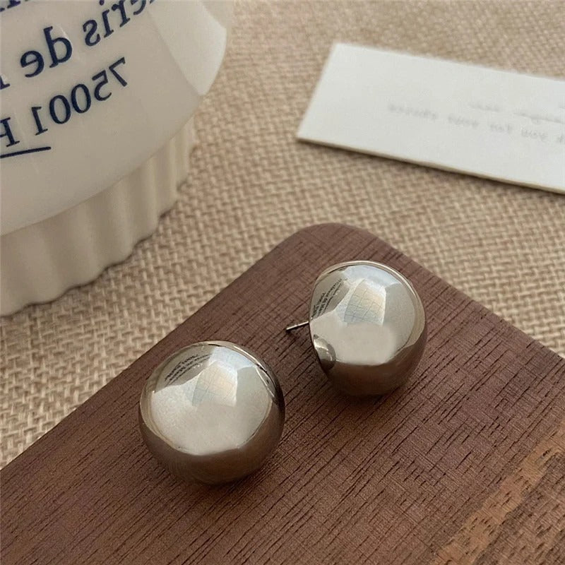 Luxurious Simple Design Brushed Frosted Metal Semicircle Earrings
