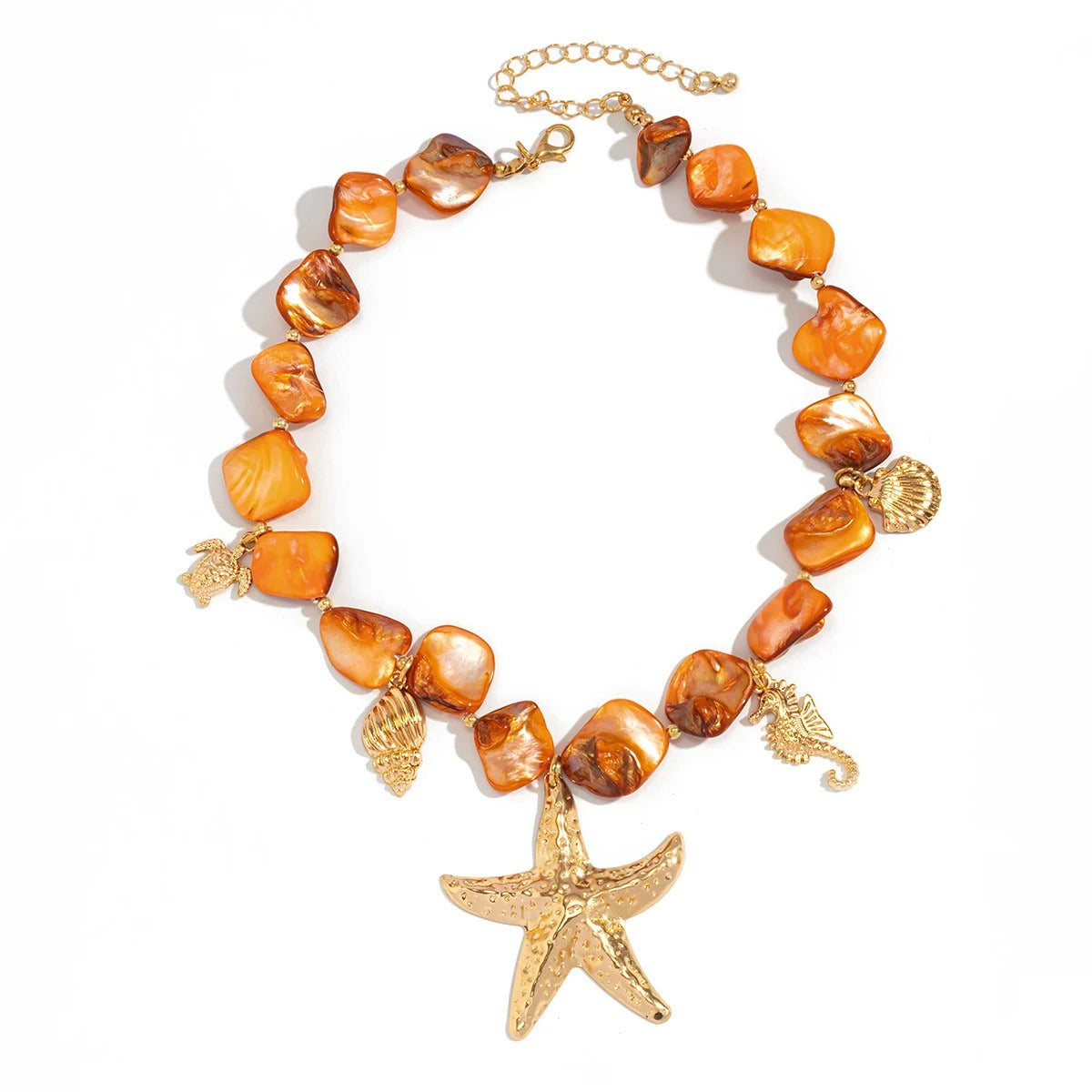 Ingemark Bohemian Irregular Chain Necklace Summer Beach Vacation Starfish Conch Pendant Choker Necklace