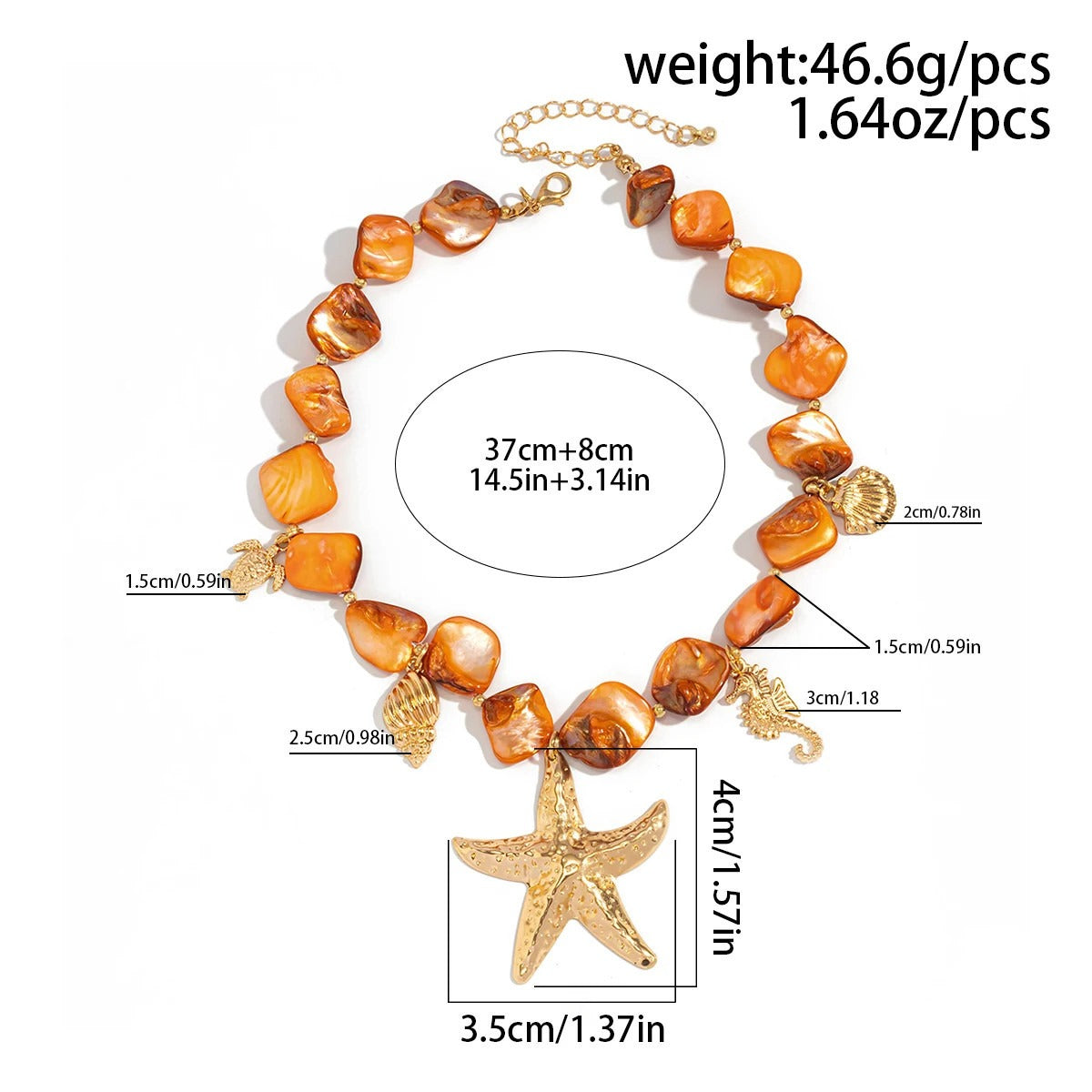 Ingemark Bohemian Irregular Chain Necklace Summer Beach Vacation Starfish Conch Pendant Choker Necklace