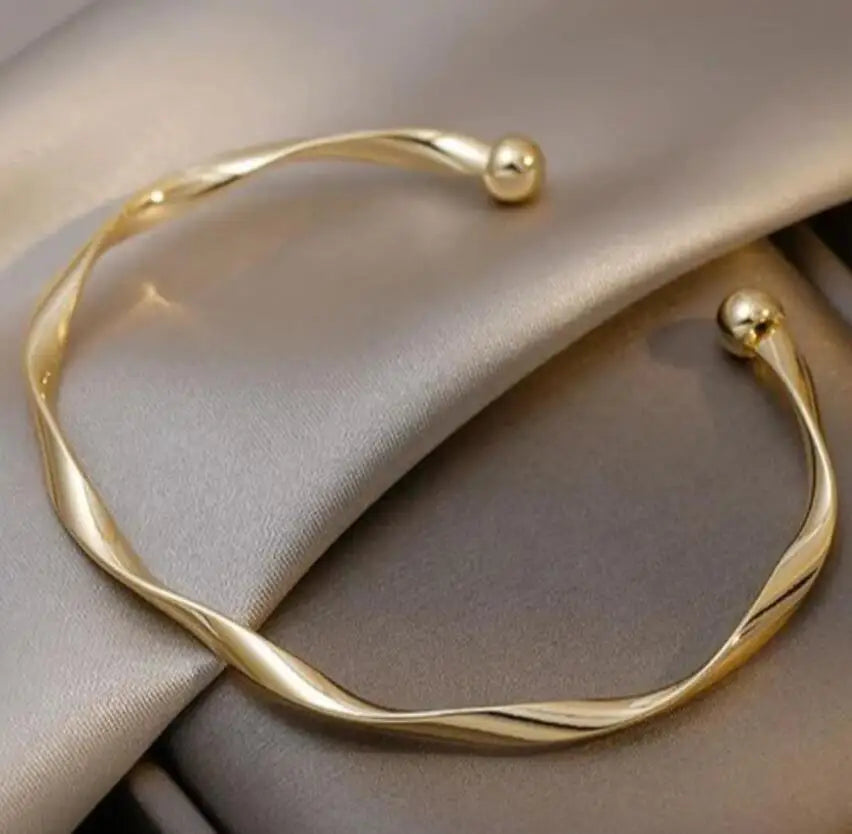 Simple Gold Color Hoop Open Bracelet Crystal Bracelets
