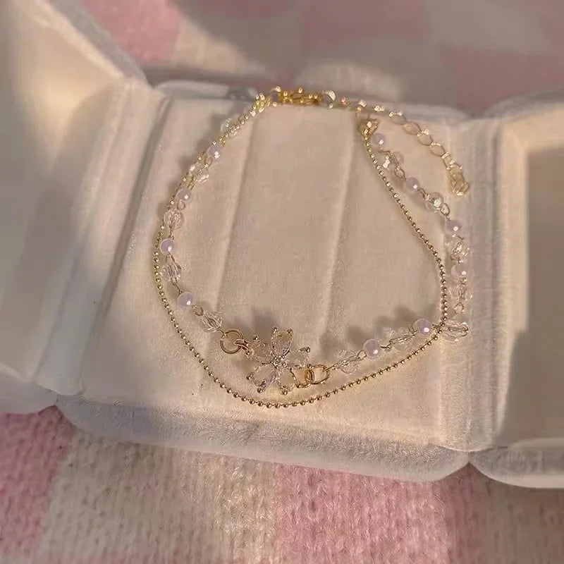 Bohemia Circle Bracelet Set Multi-Layer Vintage Folded Wind Fish Bone Chain Flower Leaves Jewelry Gift