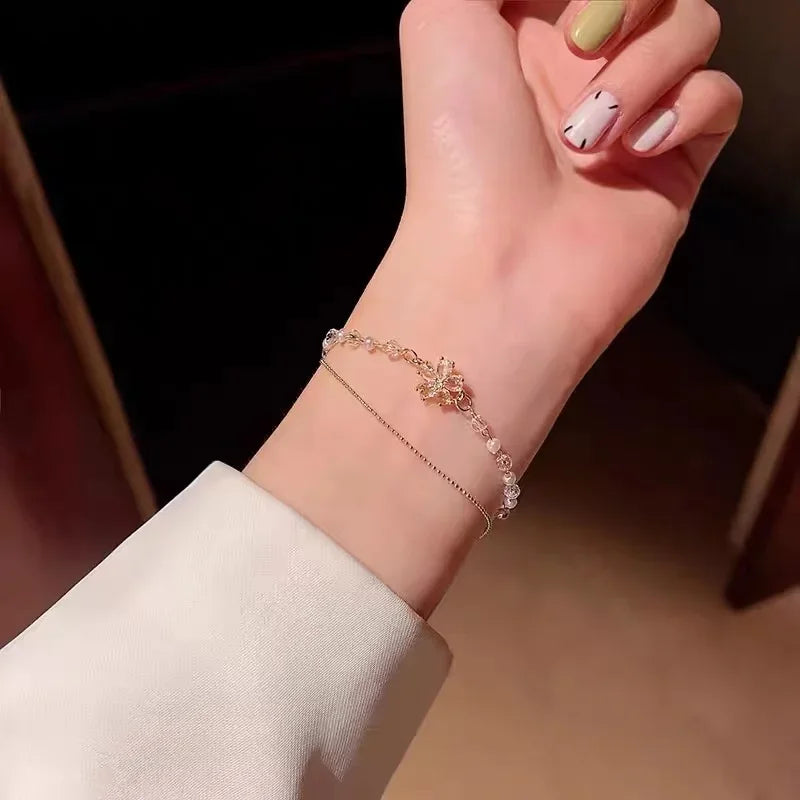 Bohemia Circle Bracelet Set Multi-Layer Vintage Folded Wind Fish Bone Chain Flower Leaves Jewelry Gift