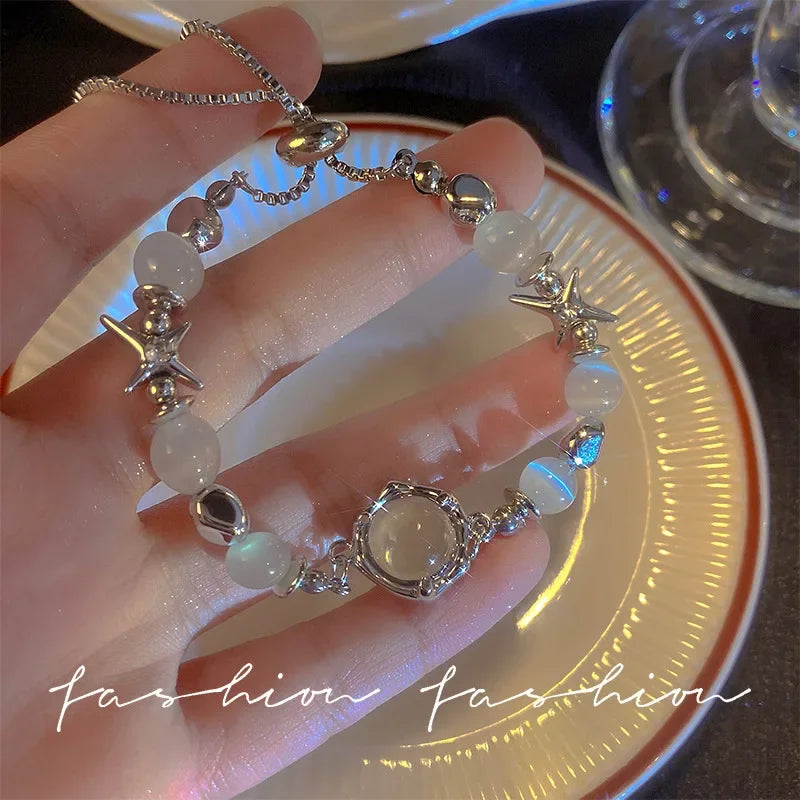 Bohemia Circle Bracelet Set Multi-Layer Vintage Folded Wind Fish Bone Chain Flower Leaves Jewelry Gift