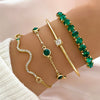 Fashionable Snake Imitation Gemstone Bangle Rhinestone Full Metal Bracelet