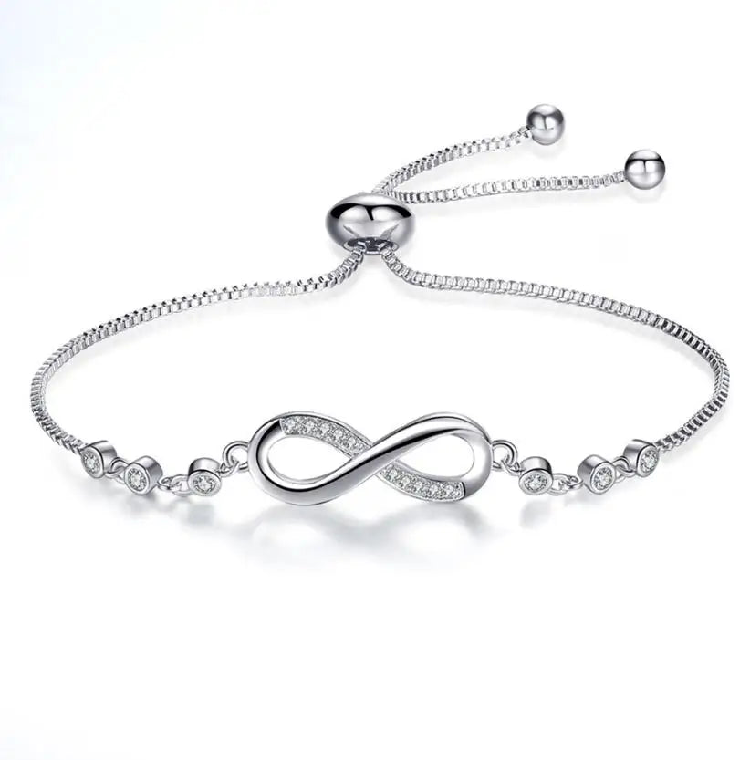 Trendy Zircon Endless Love Infinity Bracelets Crystal Chain Bracelets