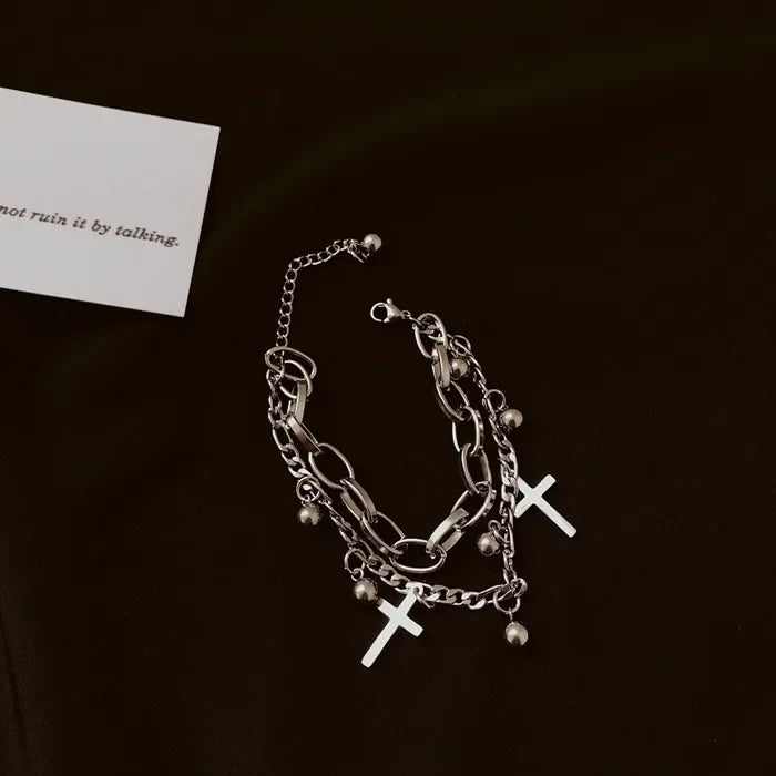 Bohemia Circle Bracelet Set Multi-Layer Vintage Folded Wind Fish Bone Chain Flower Leaves Jewelry Gift