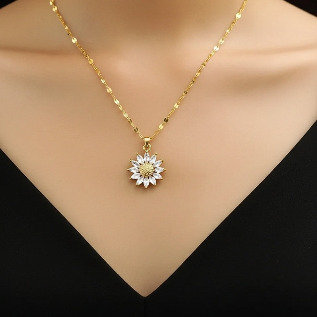 Elegant pearls in gold necklace