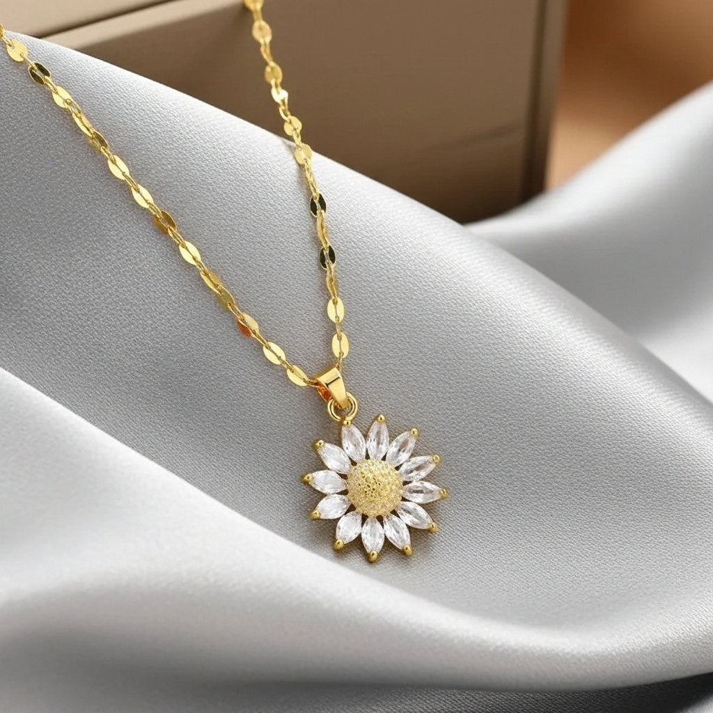 Elegant pearls in gold necklace