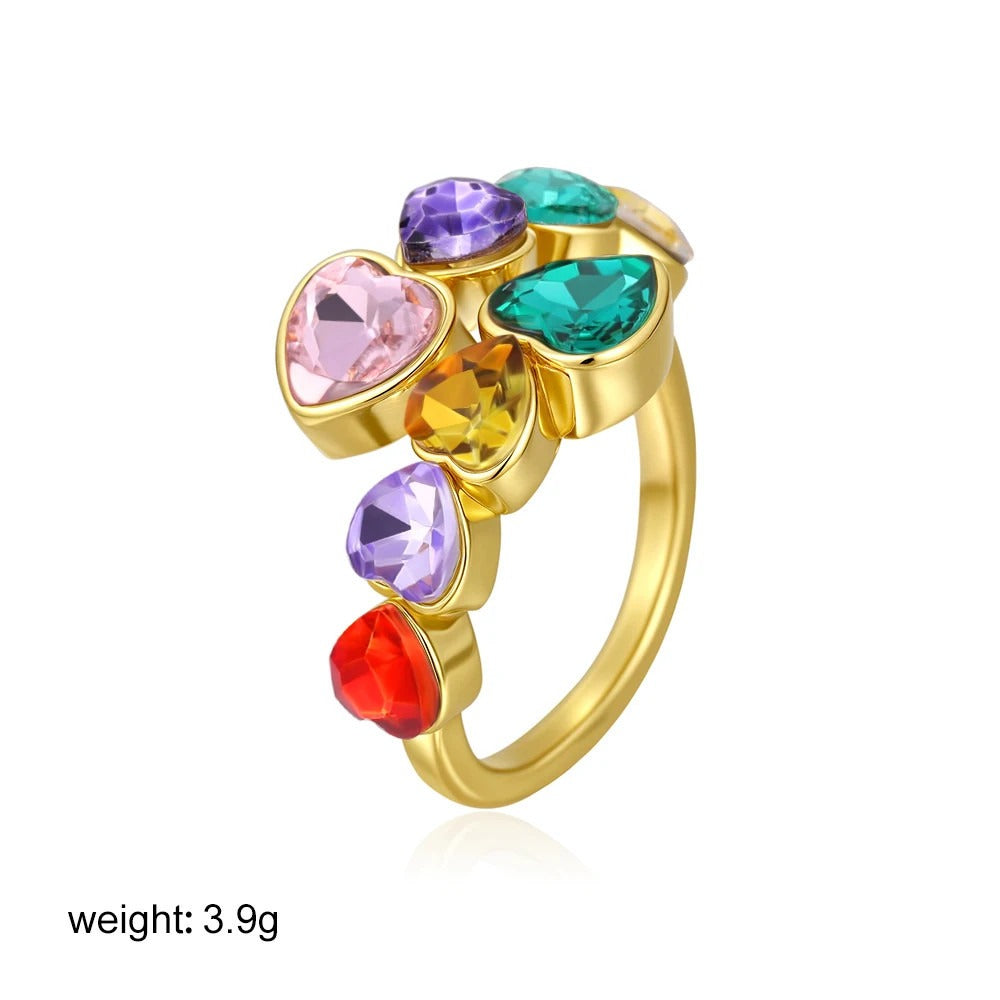 Water Drop Shaped Large Zircon Rings Plated Ring