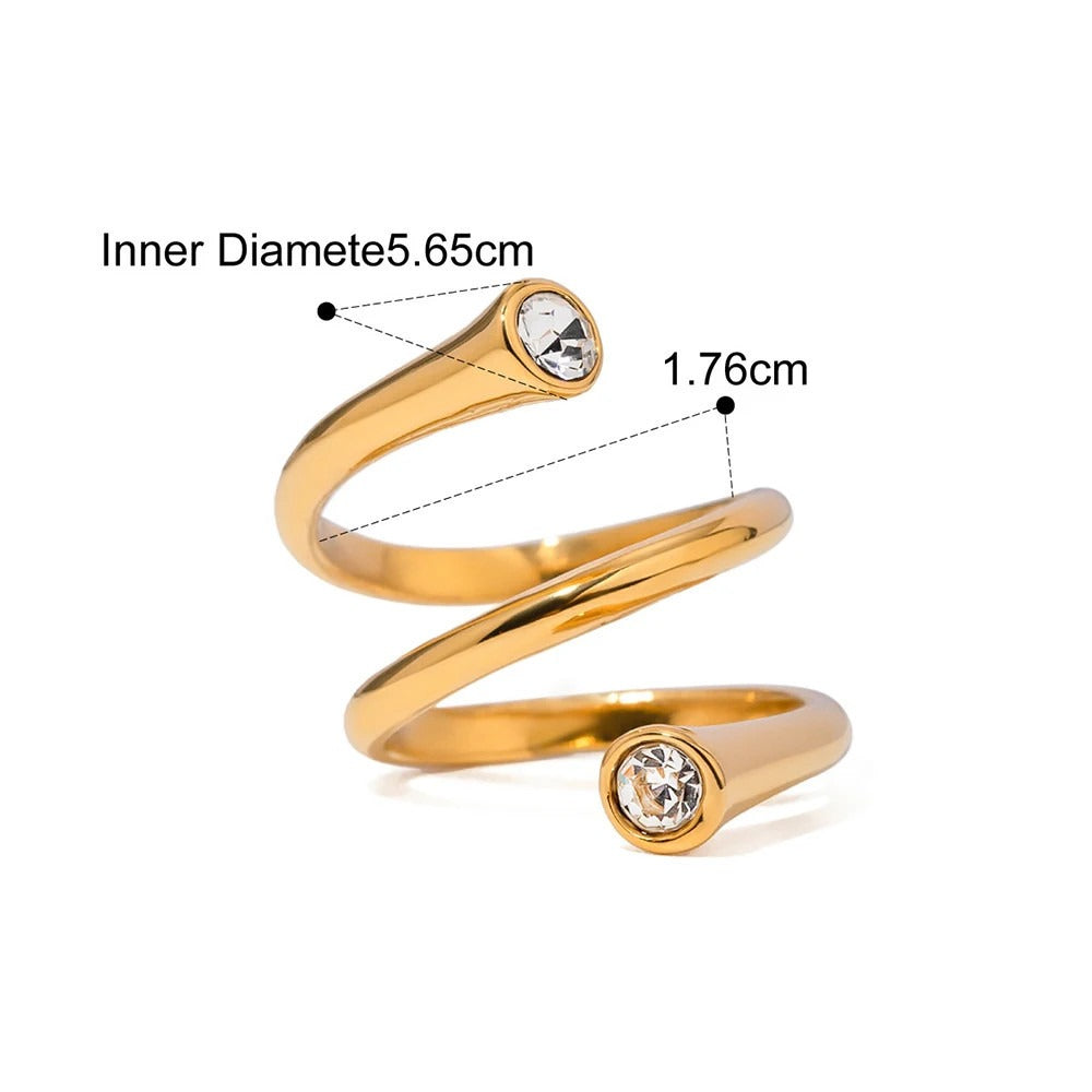 Water Drop Shaped Large Zircon Rings Plated Ring
