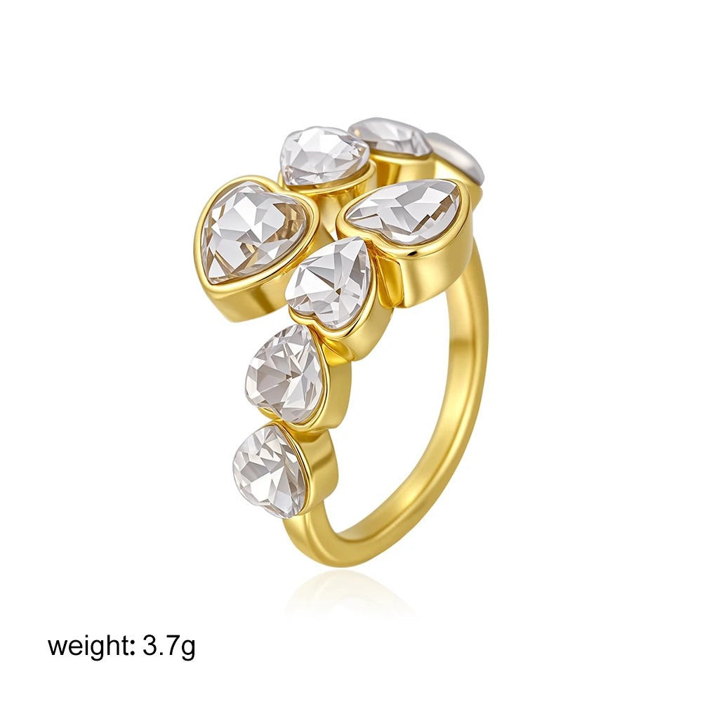 Water Drop Shaped Large Zircon Rings Plated Ring