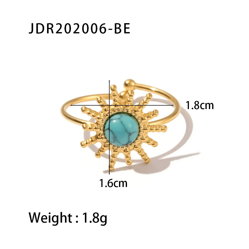 LIORA New Design Natural Stone Adjustable Jaded Ring