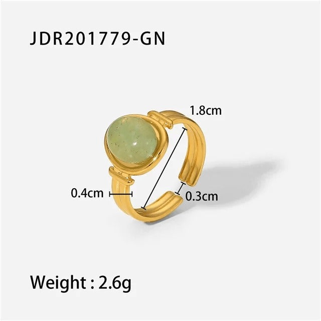 LIORA New Design Natural Stone Adjustable Jaded Ring