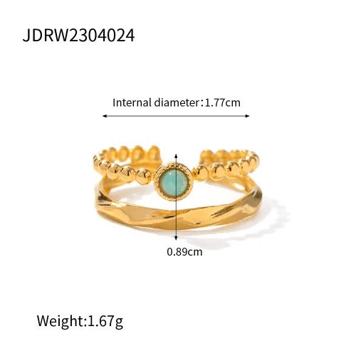 LIORA New Design Natural Stone Adjustable Jaded Ring