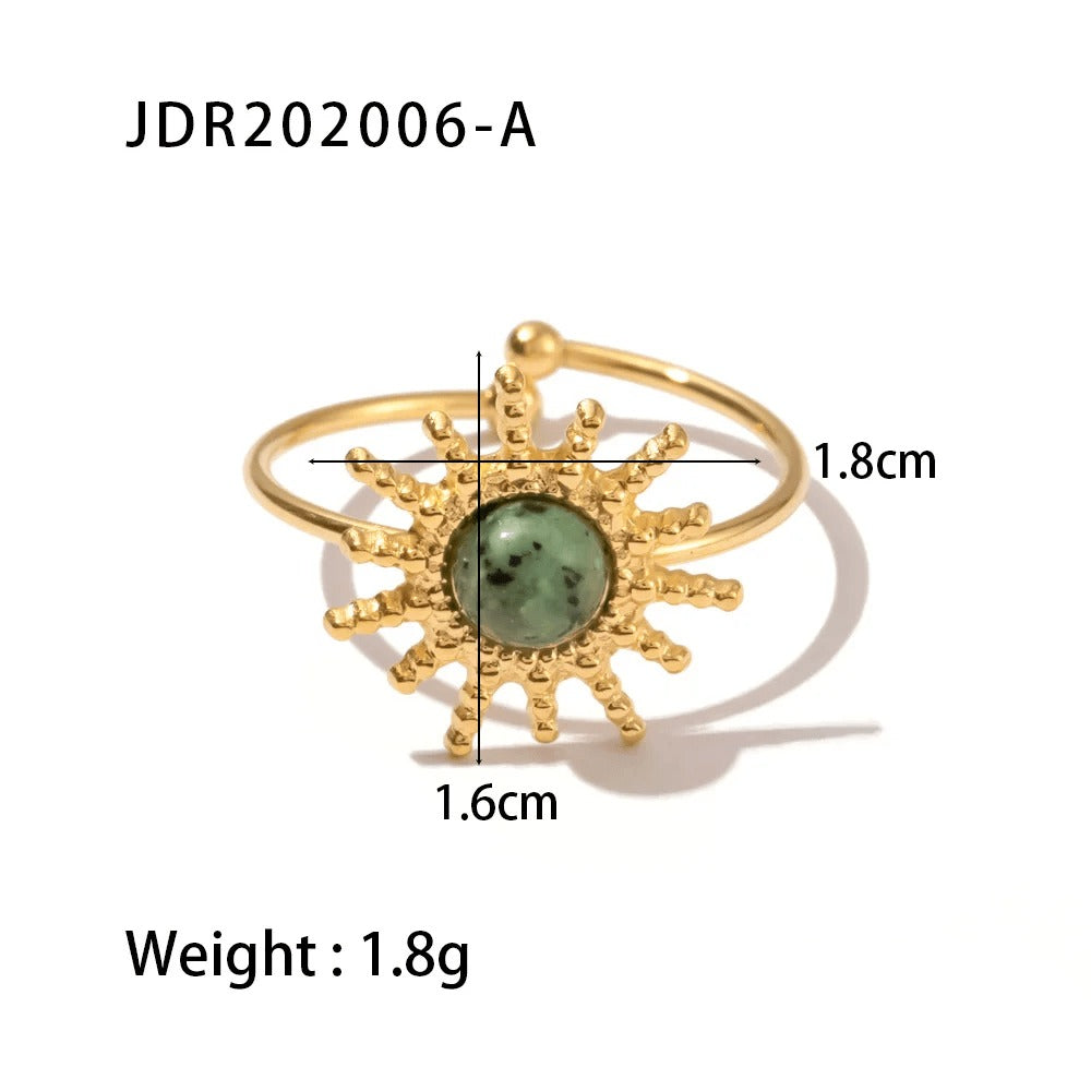 LIORA New Design Natural Stone Adjustable Jaded Ring