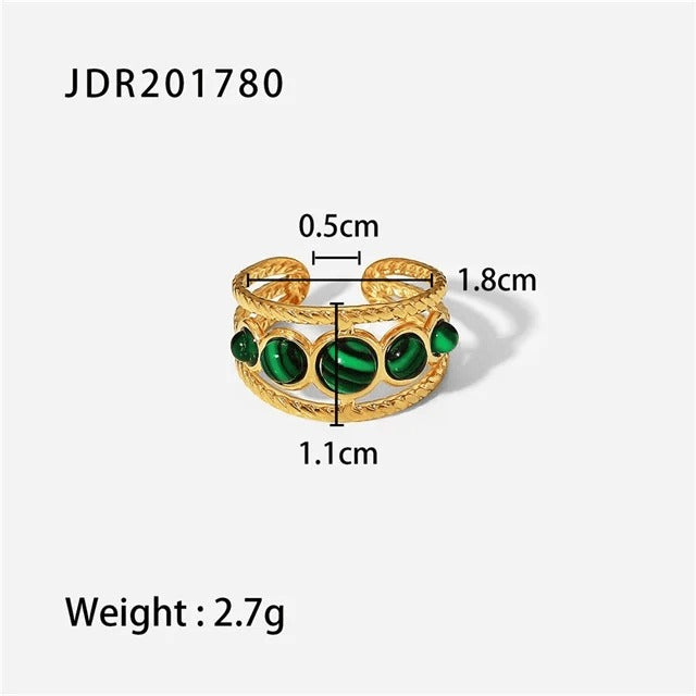 LIORA New Design Natural Stone Adjustable Jaded Ring