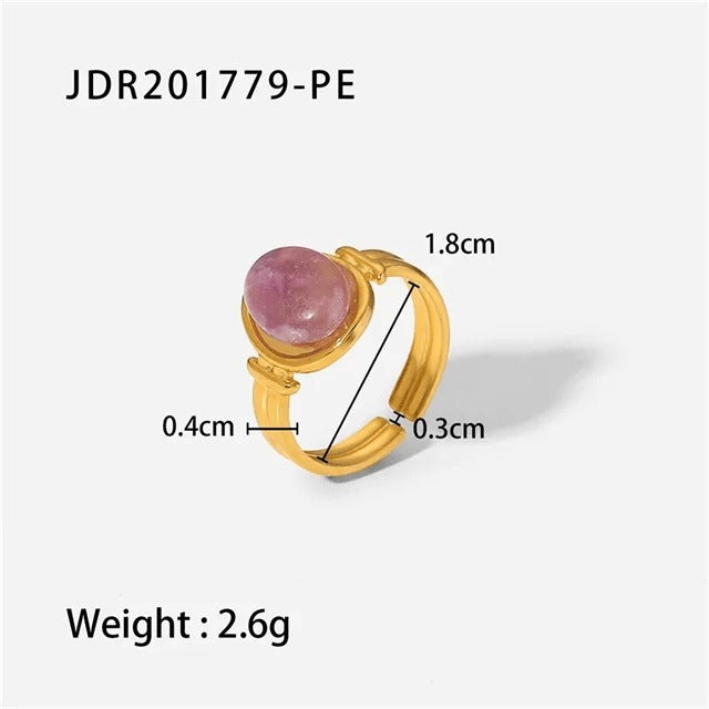 LIORA New Design Natural Stone Adjustable Jaded Ring