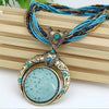 Vintage Necklace Jewelry Fashion Popular Retro Bohemia Style Multilayer Beads Chain Crystal Grain Pendant