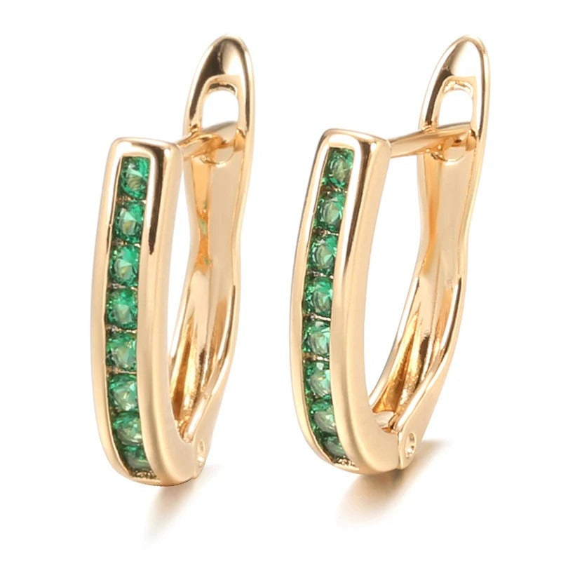 Emerald diamond earrings in gold