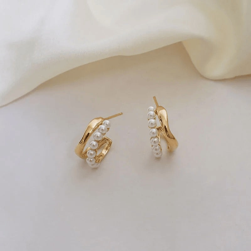 New Light Luxury Stud Earrings Fashion Double Pearl Sweet Earring