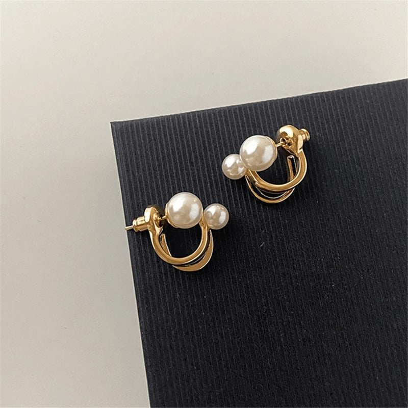 New Light Luxury Stud Earrings Fashion Double Pearl Sweet Earring