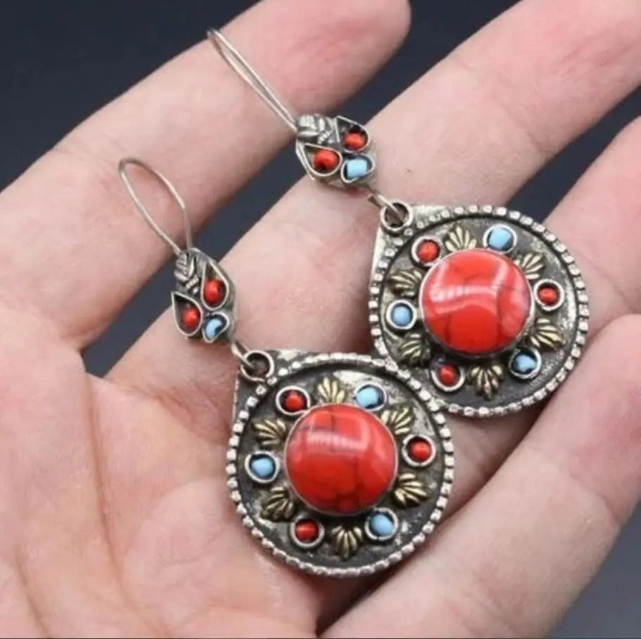 Vintage Turquoise Tassel Earrings