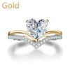 Delicate Silver Color White Zircon Stones Heart Rings