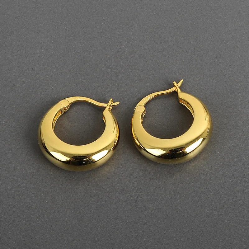 Retro Double Loop Design Drop Earrings Gold Silver Color Geometric Round