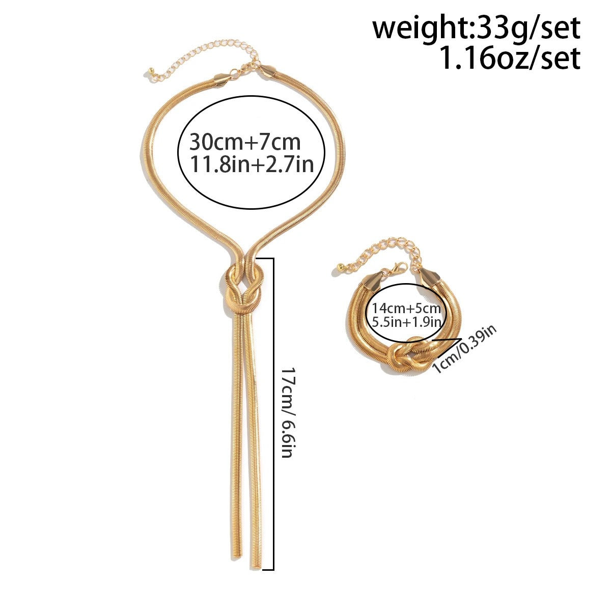 2Pcs/Set Sexy Smooth Long Snake Twisted Chain Necklace Bracelet Vintage Goth Tassel Choker