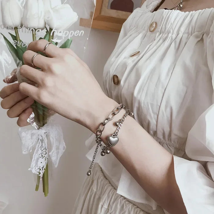 Bohemia Circle Bracelet Set Multi-Layer Vintage Folded Wind Fish Bone Chain Flower Leaves Jewelry Gift