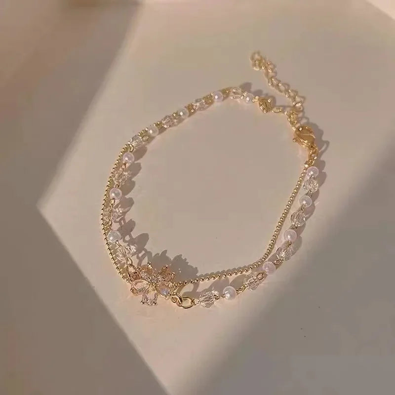 Bohemia Circle Bracelet Set Multi-Layer Vintage Folded Wind Fish Bone Chain Flower Leaves Jewelry Gift