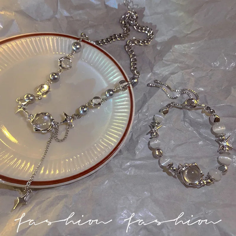 Bohemia Circle Bracelet Set Multi-Layer Vintage Folded Wind Fish Bone Chain Flower Leaves Jewelry Gift